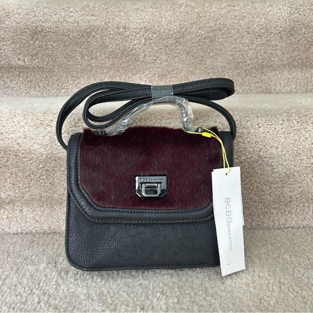 BCBG Generation Faux Fur Flap Crossbody Bag